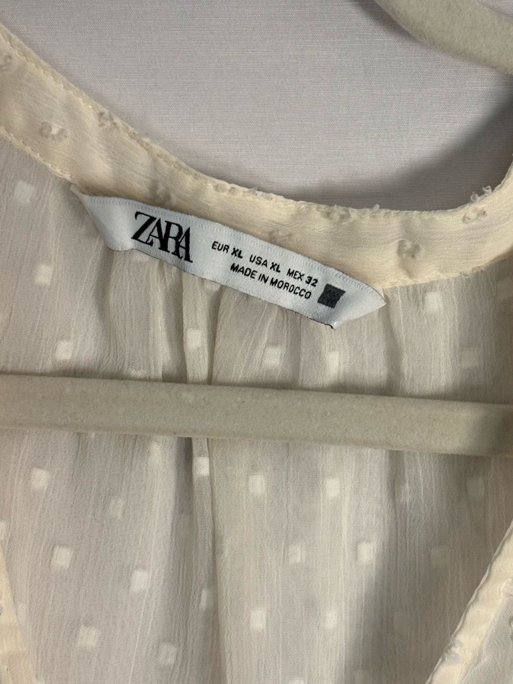 ZARA Ivory Dot Ruffle Button-Front Blouse - Picture 5 of 10